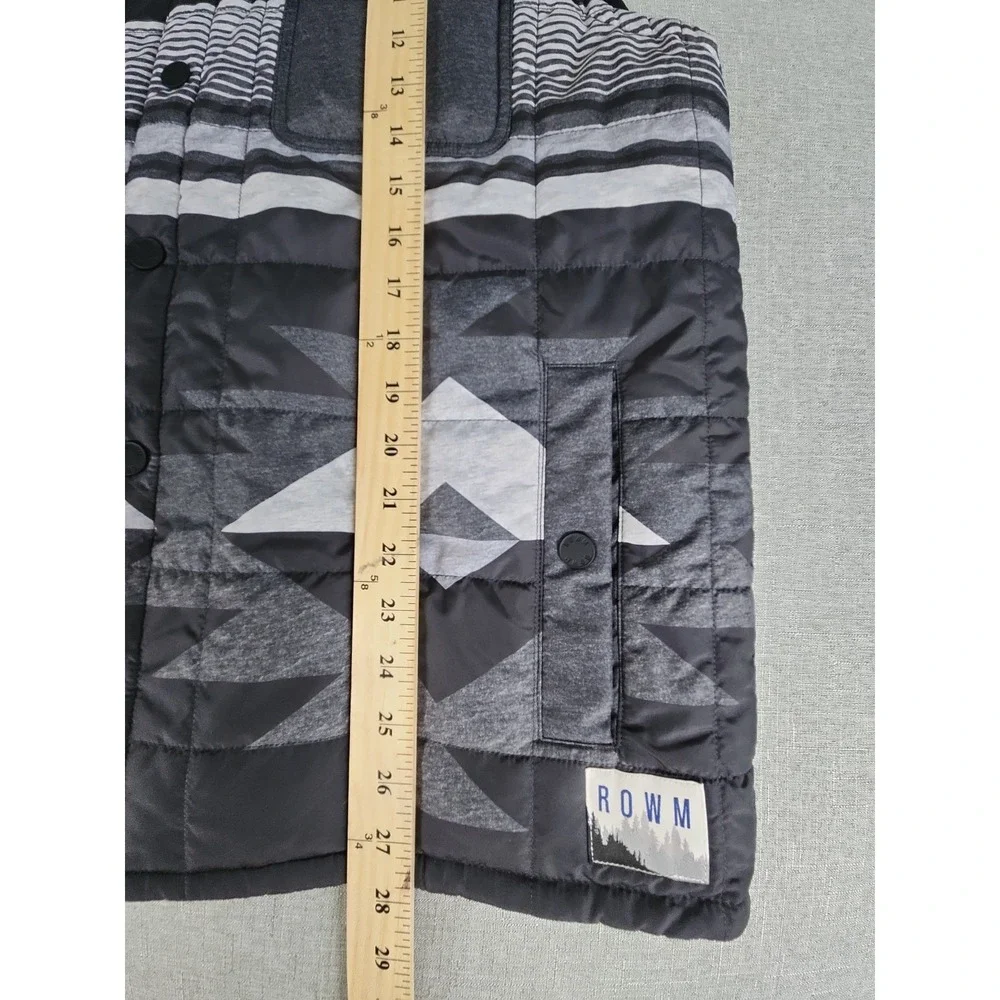 New ROWM Men's Large Reversible Aztec Southwest Quilted Puffer Vest Gray Snaps